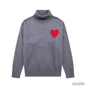 Amis Amiparis Sweater High Collar Am i Paris Jumper Winter Thick Turtleneck Coeur Embroidered A-word Heart Love Knit Sweat Women Men Amisweater Wtk7