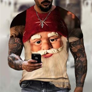 Magliette da uomo 2023 Idee regalo di Natale Camicia per tee Stampato Abbigliamento da uomo Prodotti di tendenza Top a maniche corte Babbo Natale oversize Liscio