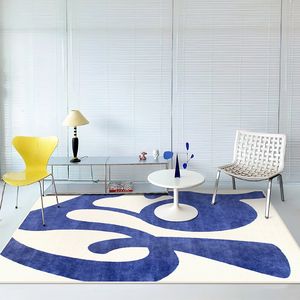 Carpet Blue Abstract Large Area Living Room Art Design Simple IG Bedroom Rug Luxury Decoration Home Tapis 230413