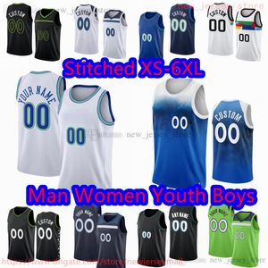 Özel S-6XL Yeni Basketbol 5 Anthony Edwards Jersey Dikişli 32 Karl-Anthony Rudy Towns Gobert Mike Kyle Conley Anderson Tyrese Martin Wendell Moore Jr. Clark Formaları