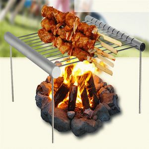 BBQ Tools Accessories Folding Portable Stainless Steel Grill Mini Pocket Barbecue For Home Park Use 230414