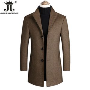 Misto lana da uomo Autunno e inverno Boutique di marca di fascia alta Caldo lana Business Casual Cappotto lungo di lana Giacca Woo maschile Grigio Nero Cammello 231114