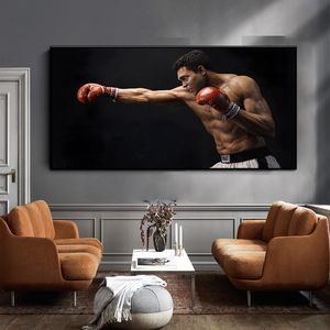 Sports Star Boxing King Ali Poster Abstract Pintura Arte de pared Arte de pared Imagen de lona para niños Decoración del hogar del hogar