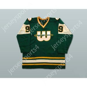 Хоккейная майка GREEN 9 GORDIE HOWE WHA NEW ENGLAND WHALERS, НОВАЯ прошитая верхняя часть S-M-L-XL-XXL-3XL-4XL-5XL-6XL