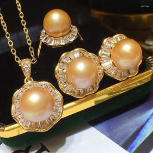 Necklace Earrings Set Freshwater Pearl Pendant Ring 10-11mm Large Particle Perfect Circle Micro Flaw