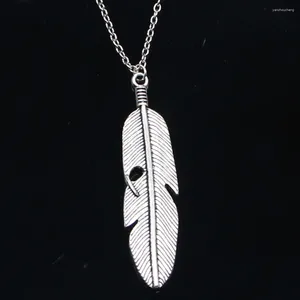 Chains 20pcs Fashion Necklace 59x16mm Feather Pendants Short Long Women Men Colar Gift Jewelry Choker