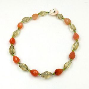 Choker lii ji Yellow Orange Color Necklace 49cmレモンクォーツカーネリアンジェイドストックセールジュエリー