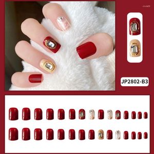 False unhas 24pcs Pressione curta no design fofo de shinestones Fake With Glue Cobertura completa artificial para mulheres meninas sal99