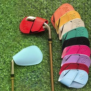 Outros produtos de golfe 10 Pcs Golf Iron Club Head Cover Rod Head Protective Case PU Cunhas de couro Capas Golf Sporting Acessórios Putter Protector 231114