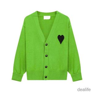 Amis am i suéter cardigan designer amiparis malha homens mulheres frence suor moletom jumper grande coeur coração amor jacquard 2024 primavera casual streetwear u3nx