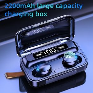 Mobiltelefonörlurar TWS Bluetooth 5.0 hörlurar 2200mAh laddningsbox Trådlös hörlurar 9D Stereo Sports Vattentäta öronsnäckor med mikrofon 230414