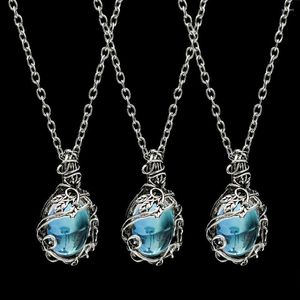 Pendant Necklaces Vintage Silver Color Natural Stone Necklace Women Girls Gothic Prom Moonstones Floral Cocktail Party Jewelry