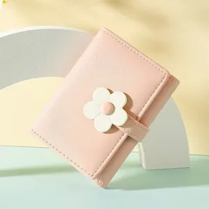 Wallets Cute Small Wallet For Girls Women Tri-folded Cash Pocket Flowers PU Leather Print Card Holder Coin Purse With ID Window