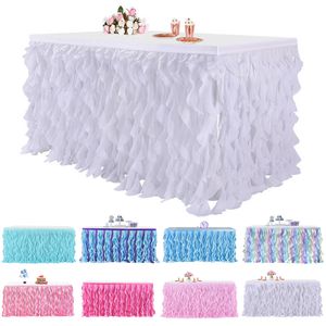 Table Skirt Curly Willow Design Tulle Tutu White s for Wedding Birthday Baby Shower Party Decorations ing 230414