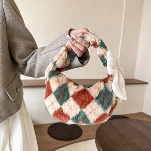 Sacos de noite outono inverno saco para mulheres bolsas de pelúcia bolsa de embreagem de pele fofo ombro luxo designer peludo hobos alça superior