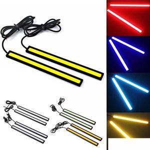 Żarówki samochodowe 2PCS 17 cm LED COB DRL Daytime Running Light Waterproof 12V Zewnętrzny CE Parking Mgła Biała Lampa Białe Blue Red Drop dostarczenie M Dhe8p