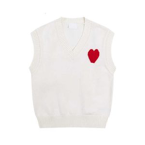 Paris Fashion Designer Amisweater Vest Red Heart Printed Sweater Sports Casual Men's and Women's Base Top Amishirt 949v