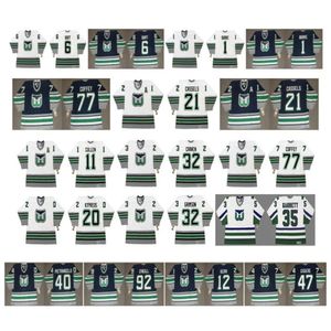 SJ Vintage Hartford Whalers Jerseys 20 Kypreos Grimson 35 Garrett 11 Cullen 32 Craven 77 Пол Коффи 21 Эндрю Касселс CCM Custom Hockey