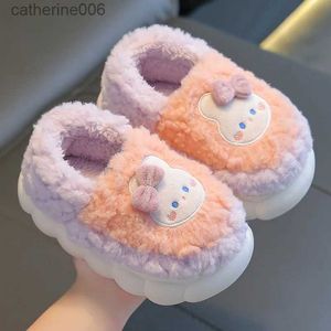 Pantofola invernale simpatico cartone animato per bambini scarpe casual da casa spessa calda peluche calzature per bambini antiscivolo ragazzi ragazze tacco avvolgente pantofola in cotoneL231115