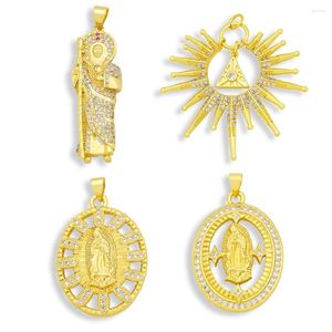 Anhänger Halsketten OCESRIO Trendy Big Gold Plated St. Jude San Judas Tadeo Anhänger für eine Halskette Kupfer CZ DIY Großhandel Artikel Pdta497