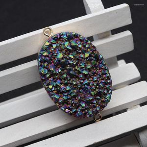 Hänge halsband natursten druzy kristall ovala hängen för diy smycken gör halsband armband örhängen tillbehör äggformade drusy