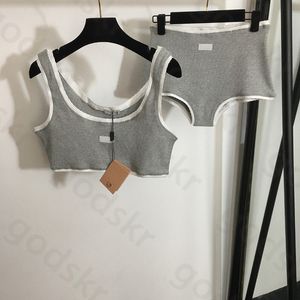 Roupa íntima esportiva calças de camisola feminina yoga treino clássico estiramento colete de malha shorts conjunto de duas peças