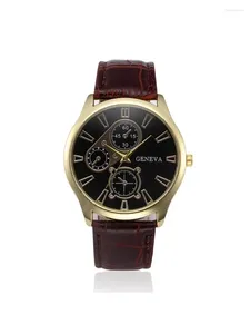 Wristwatches Geneva Men Luxury Watch Watches Leather Band Quartz Relogio Masculino Heren Horloge