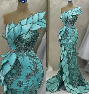 2023 April Aso Ebi Mermaid Luxurious Prom Dress Sequined Lace Crystals Evening Formal Party Second Reception Birthday Engagement Gowns Dresses Robe De Soiree ZJ52