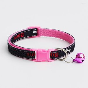 Dog Collars 2023 Pets Adjustable Denim Puppy Pet With Bells Bone Printed Necklace Collar For Dogs Cat Perro