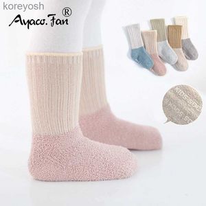 Kids Socks Newborn Baby Toddler Prewalker Winter Thick Elaborate Terry Cotton Girl Autumn Skidproof Sole Boy Kids Patchwork Sock 0-3TL231114