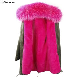 Womens Fur Faux Brand Woman Winter Jacket Långt lanserande foder Army Green Black Parkas Large Real Raccoon Hooded Coat Fashion Girl 231113