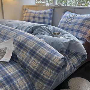 Bedding Sets Ins Checker Washable Cotton 4-Piece Bed Sheet And Quilt Cover Modern Simple Fashion Medium Large Machine