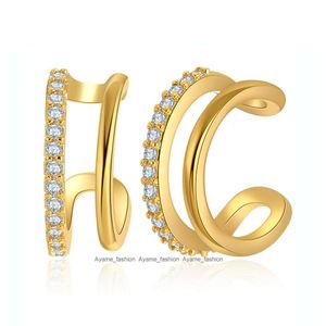 Ear Clip Earrings Women's Yellow Gold Non-Perforated Cartilage Clip 18K Gold Small Luxury Zircon Hoop Jewelry