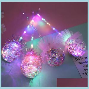 Favore di partito Lightup Palla magica Bacchetta luminosa Strega Mago Bacchette a led Giocattolo rave per compleanni Costume da principessa Halloween Decor Angolo Dhbnu