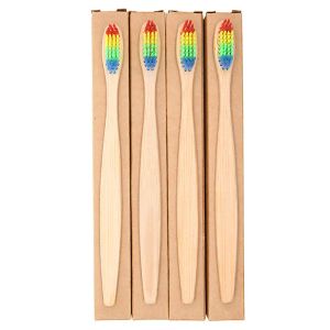 Umweltfreundliche Regenbogen-Zahnbürste mit Bambusgriff, Gesundheit, tragbar, weiches Haar, Mundpflegemittel, Mundreinigung, Pflege-Werkzeuge, 12 LL