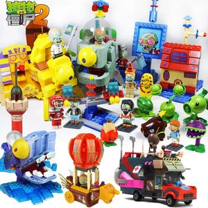 Blocks Plants vs Zombies 2 Its About Time Building Toys Mysterious Egypt Travel Machine Small Particle PVZ Future Scene Bricks 231114