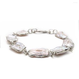 Strand Big Baroque Pearl Bracelet Fashion Women Hight Light White Jewelry PB022