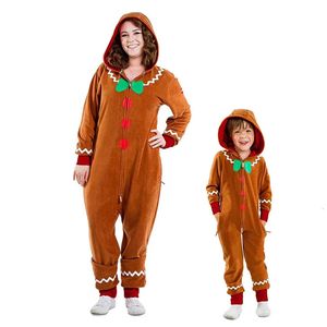 Rompers Unisex Ailesi Yetişkin Zencefilli Berbürü Rahat Tulum Noel Çocukları Toddler Sevimli Gingerbread Kurabiye Kostüm 231113