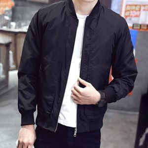 Herren Jacken Casual Zip Jacke Tops Slim Fit Solid Black Stehkragen Langarm Pilot Baseball Mantel Männliche Kleidung 231113