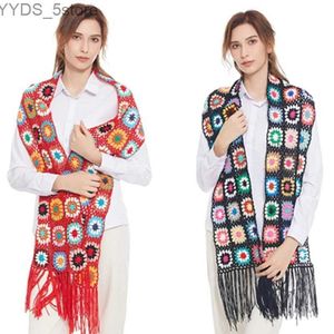 Scarves Woman Knit Floral Pattern Crochet Scarves for Ladies Autumn Travel Neck Cool Skin-Friendly Scarves Hot Weather Supplies YQ231114