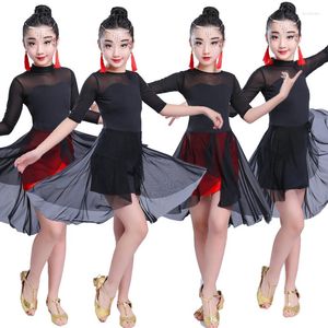 Bühnenkleidung Mädchen Latin Dance Dress Cha Gesellschaftstanz Wettbewerb Dancewear Kinderkostüme Vestidos Mujer