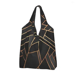 Borse per la spesa Borsa per la spesa geometrica notturna Borsa a spalla per shopper alla moda Borsa a mano portatile con motivo geometrico artistico di grande capacità