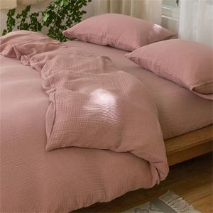 Mattress Pad 2023 Solid Color Bedding Sets Single Double Queen Size Gauze material Duvet Cover 230413