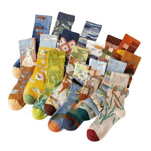 Socken Damen Mid-Tube-Socken Neue Herbst- und Winterstrümpfe Ölsocken Reine Baumwolle Berühmte Gemälde Renaissance Persönlichkeit Kreative Socken