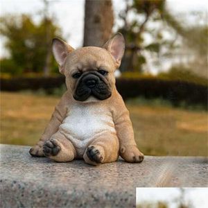 Dekorative Objekte Figuren Sleepy French Bldog Puppy Statue Resin Lawn Scpture Super Cute Garden Yard Decor Mumr999 211101 Drop De Dhxil