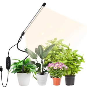 Grow Lights Grow Light for Indoor Plants 48LED Plant Grow Lights with Timer 5 Dimmable Levels Full Spectrum Gooseneck Growing Lamp USB P230413