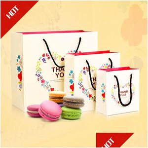 Gift Wrap Three Sizes M L Floral Wreath Of Love Thank You Bag Hand Highgrade Packaging Paper Bags Lz1178 Drop Delivery Home Garden F Dh3Rw