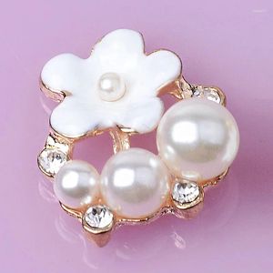 Charms 50pcs/lot 17 19mm Buckle Accessories Korean Alloy Flower Charm Drop Oil Pearl Fittings