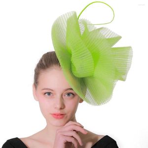 Headpieces Large Chiffon Flower Fascinator Hatt med pannbandsklipp Brudbröllop Cocktail Tea Party Huvudbonader för kvinnor
