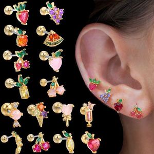 Stud 1pcs owoc tragus przebijanie kolczyków stadi mały 20 g chrząstka kolczyka helisa helisa piercing biżuteria wieżowa płata kolczyka dla dziewcząt p230411